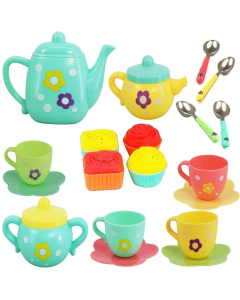 22 Pcs Kids Tea Set Party with Dessert Candy Muffin Toys Indoor Outdoor Fun